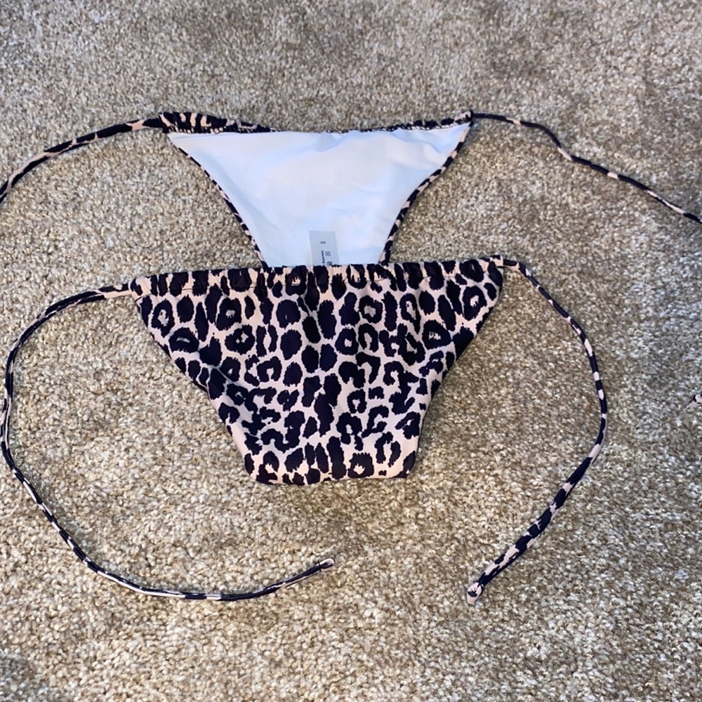 Leopard print bikini thong bottom.